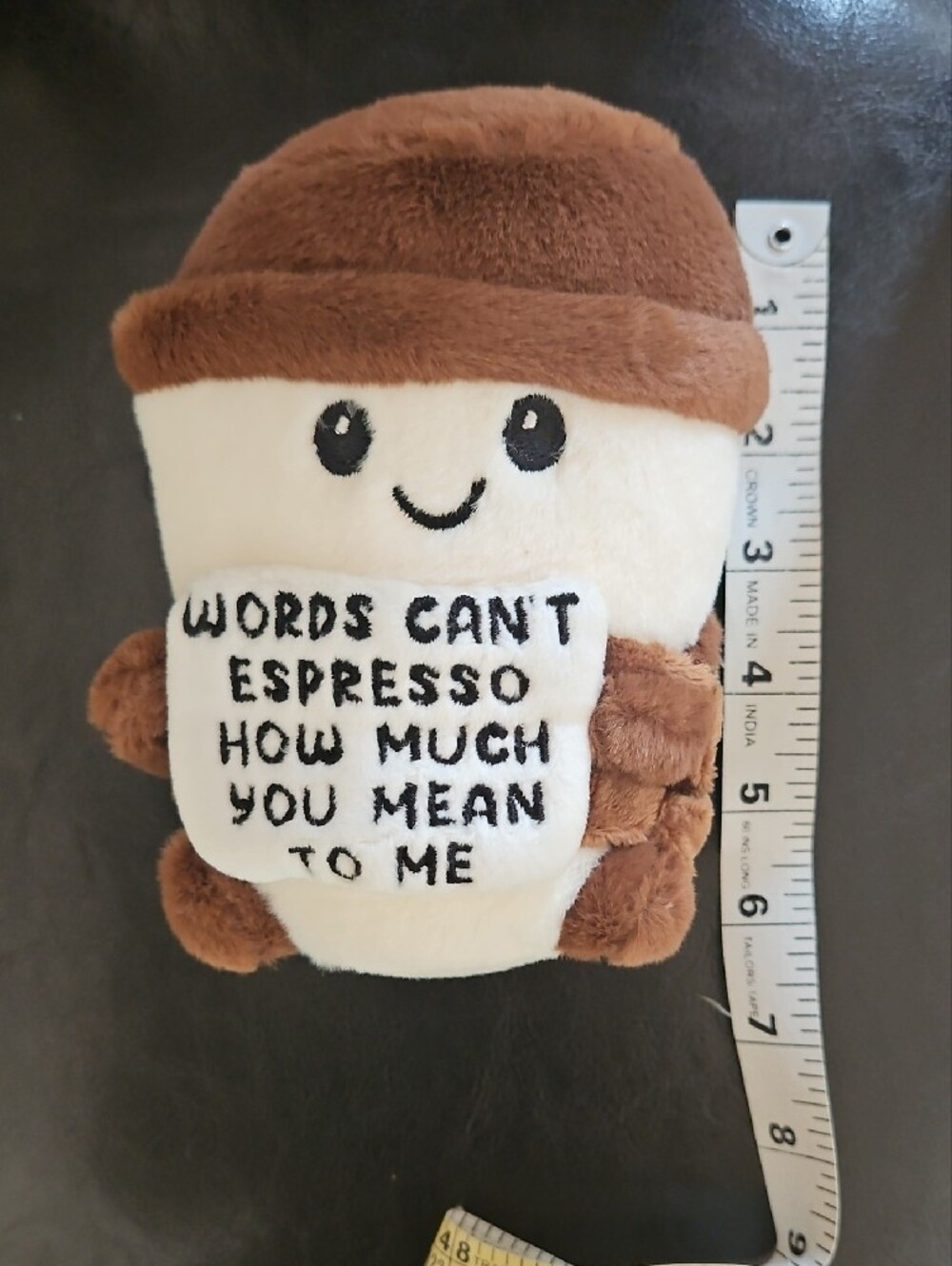 Cute Brown & Cream Coffee Plush with Embroidered Message - Picture 9 of 10
